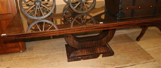 Modern rosewood dining table with glass top